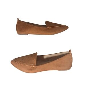 Chase + Chloe Kerry-1 Cognac Brown Faux Suede Pointed Toe Loafers Flats Womens 8